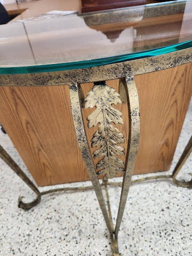 34W" Glass Top Half Moon Table