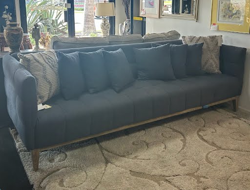 Sofa Grey Wood Platform 101" Length