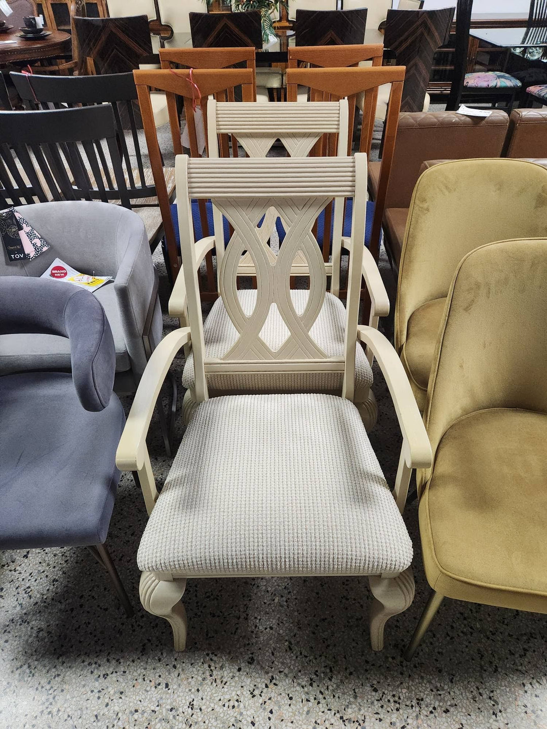 SET OF 2 Cream Dining Chairs