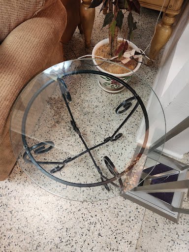 24" Iron End Table with Glass Top