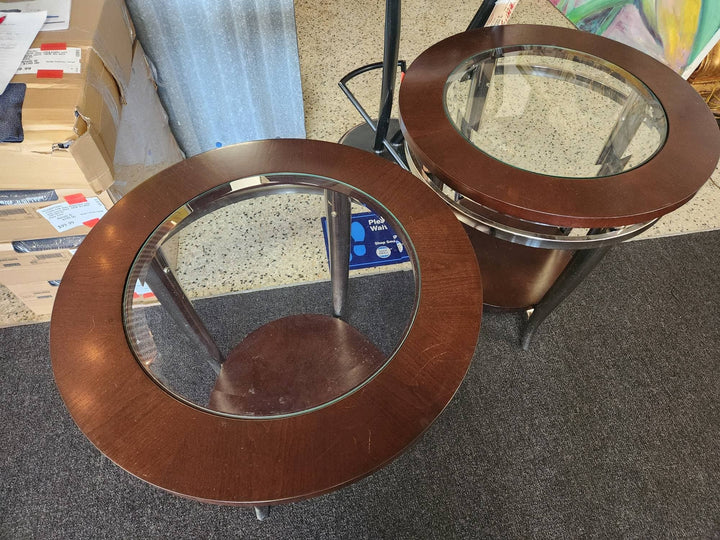 SET OF 2 - Glass Insert End Table