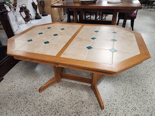 55x37" Oak and Tile Dining Table