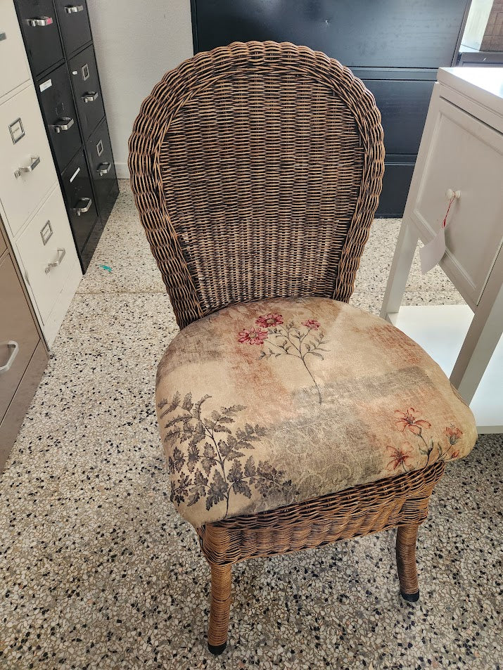 Woven wicker desk w/ glass top