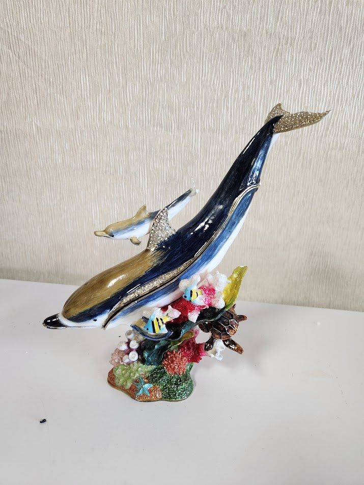 Large Dolphin With Baby Trinket Box
