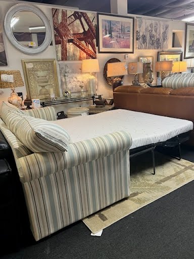Striped Rolled Arm Sleeper Sofa