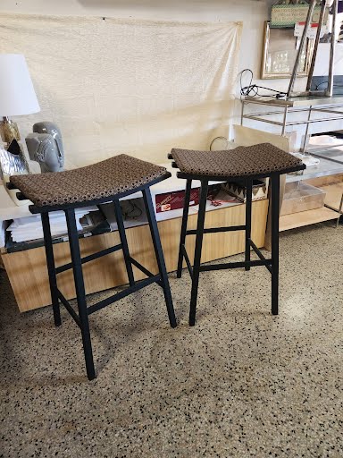SET OF 2- Black Base Bar Stools