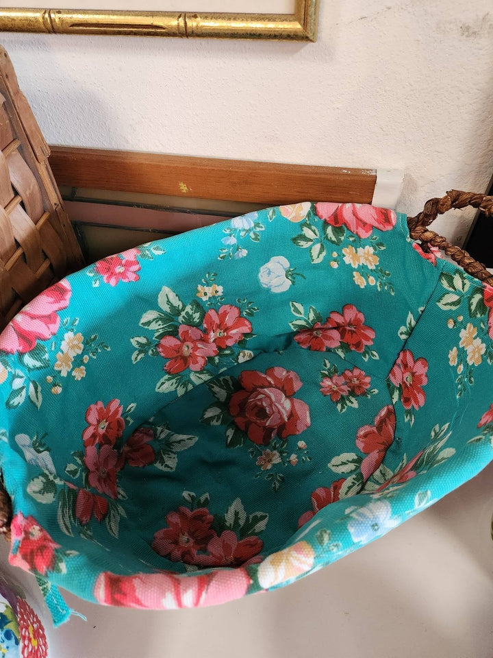 The Pioneer Woman Small Oval Teal Floral Basket