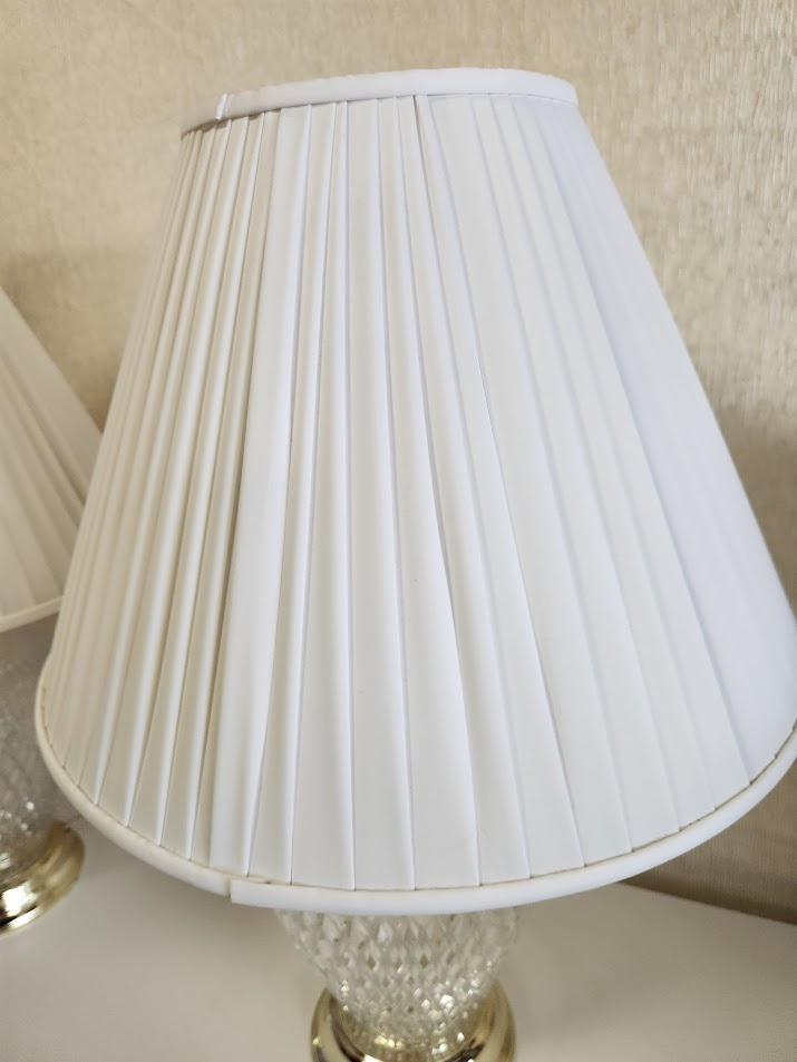 SET OF 2 | Vintage 1970s Diamond Pattern Lead Crystal Table Lamps