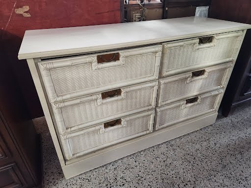 Faux Bamboo Whitewash Dresser