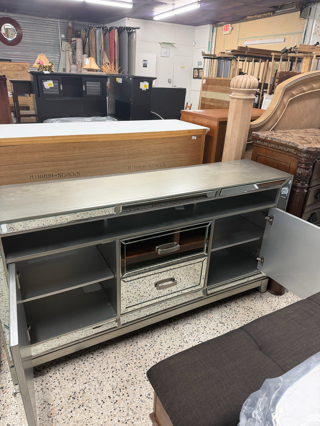 Silver Mirrored Console Table