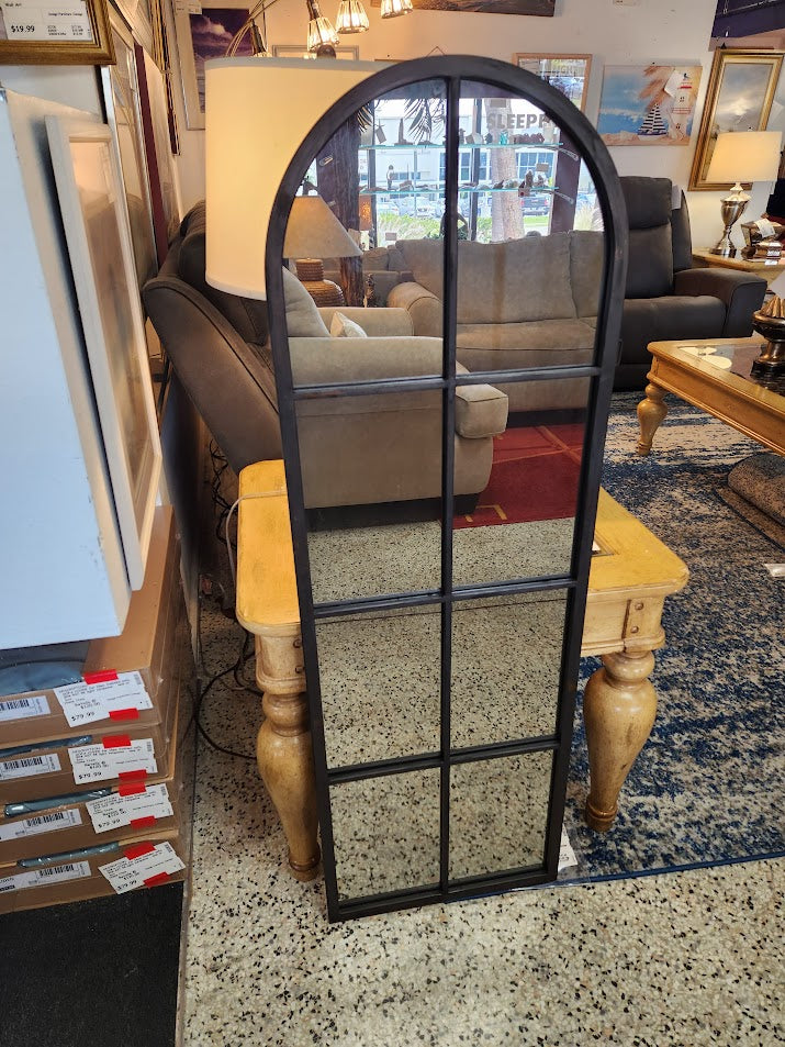 Black Metal Arched Mirror