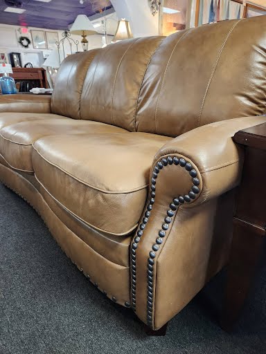 82"w Leather Nailhead Trim Sofa