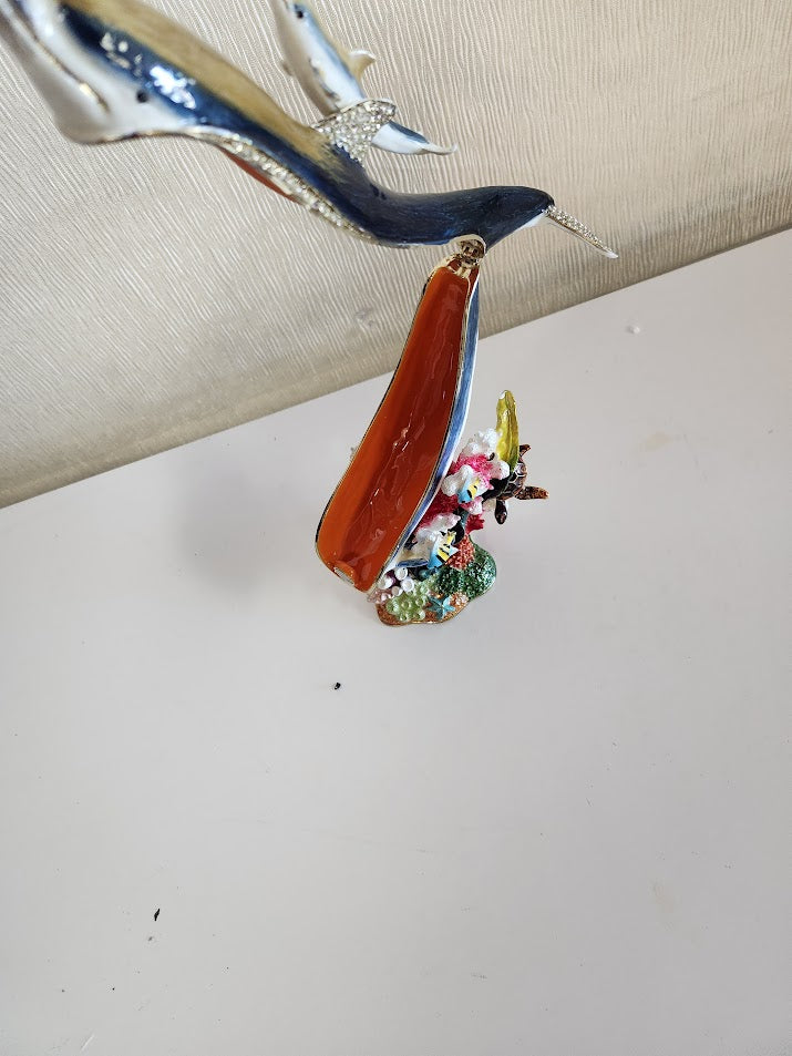 Large Dolphin With Baby Trinket Box