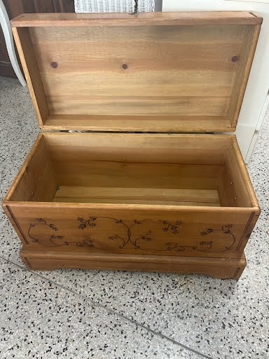 Carved Floral Wood Hope Chest