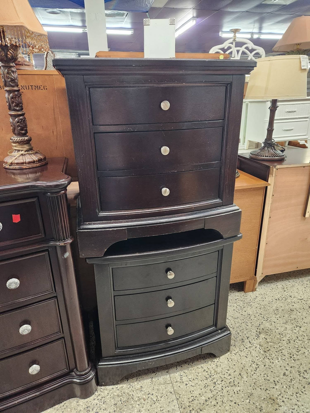 SET OF 2 -  Dark Wood Nightstands