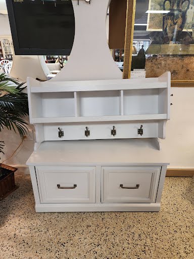 39W" 2pc Storage Bench/Rack Hall Tree - White