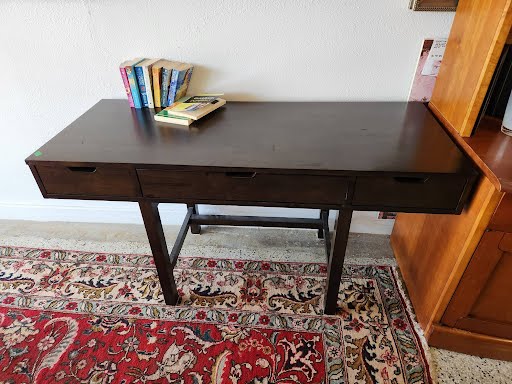 Three Drawer Dark Wood Desk