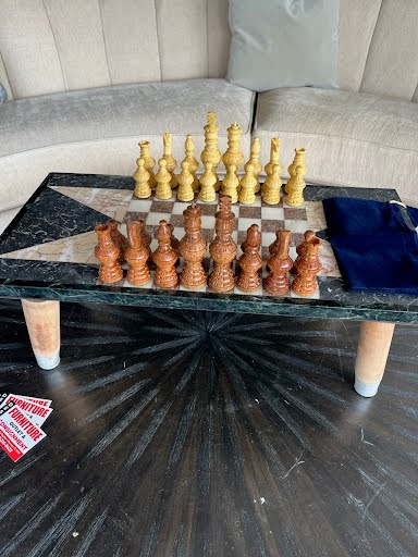 Marble Chess Board w. Pieces