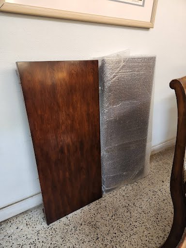 Dining Set Dark Wood w. 2 Leaves & 6 Chairs