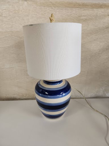 Blue Striped Table Lamp