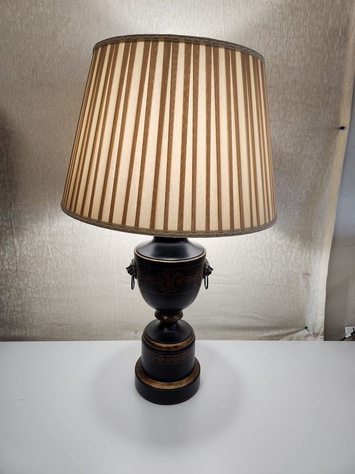35'H Black And Gold Urn Style Table Lamp