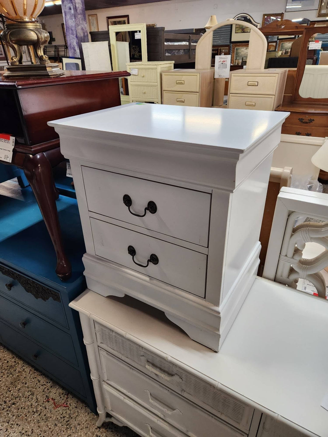 White Two Drawer Nightstand