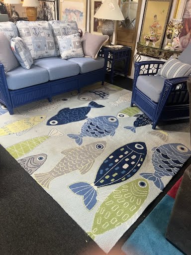 Sonesta Blue School of Fish Rug, 7.6 x 9.6
