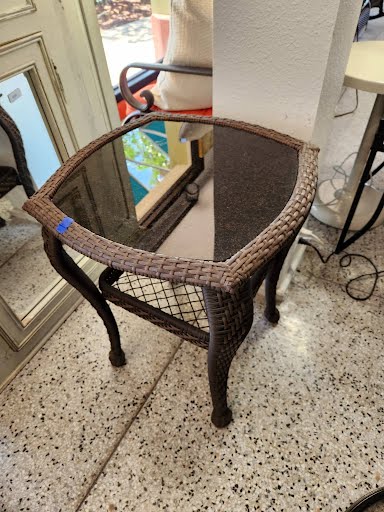 Outdoor End Table Glass Top