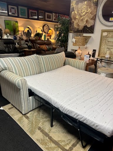 Striped Rolled Arm Sleeper Sofa
