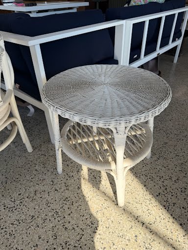 White Wicker/Rattan Side Table