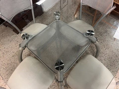 42" Glass Top Chrome Dining Set