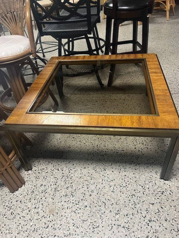 Wood & Brass Coffee Table