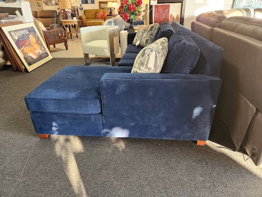 WEST ELM Love Seat w/ Chaise - Blue Cobalt