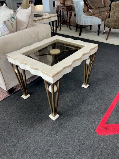 SET OF 2- Faux Stone End Tables