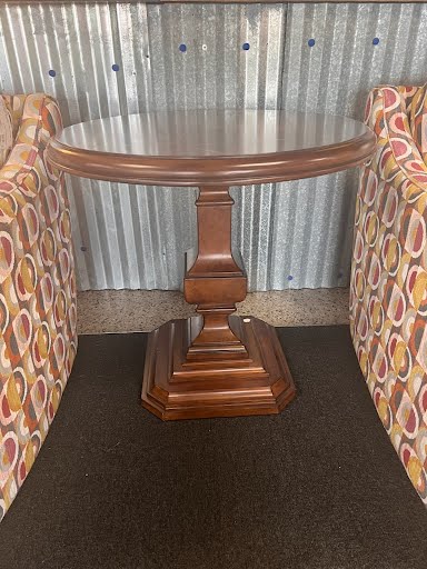 Wood Inlay 30" Round End Table