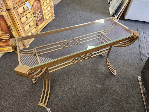 Metal and Glass Sofa Table