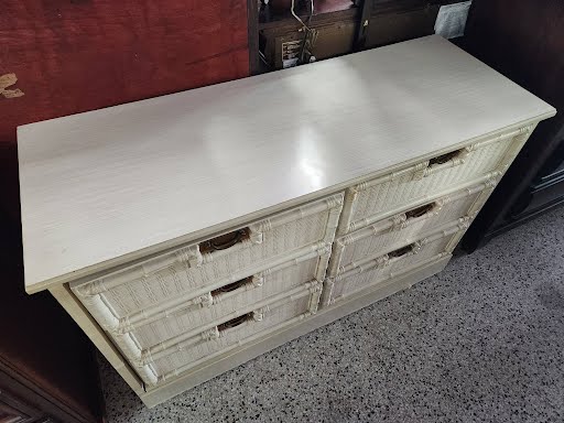 Faux Bamboo Whitewash Dresser