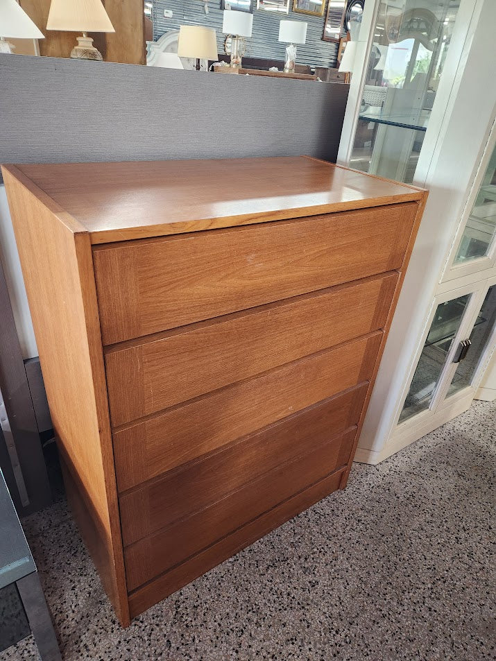 Light Wood 5 Drawer High Chest