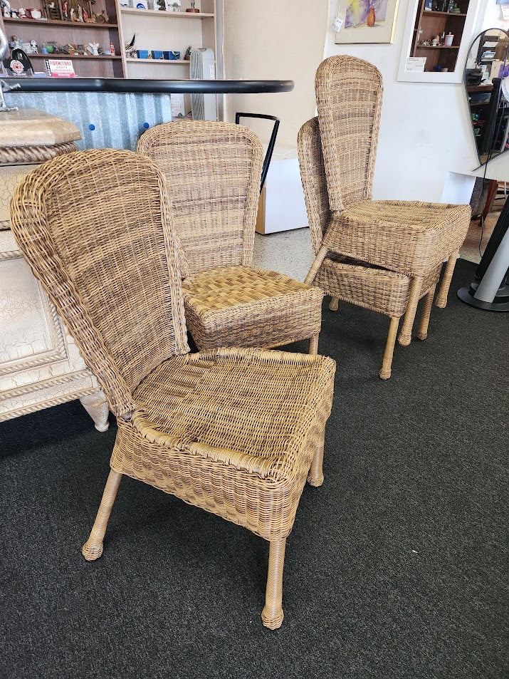 SET OF 4 | wicker Dining Chairs