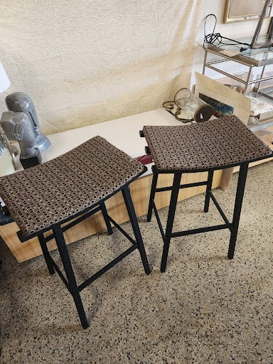 SET OF 2- Black Base Bar Stools