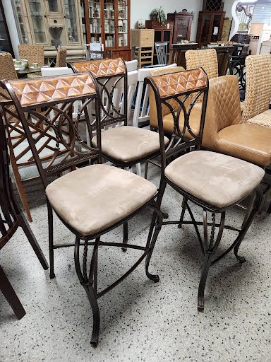 Set of 3 Black Metal Bar Stools