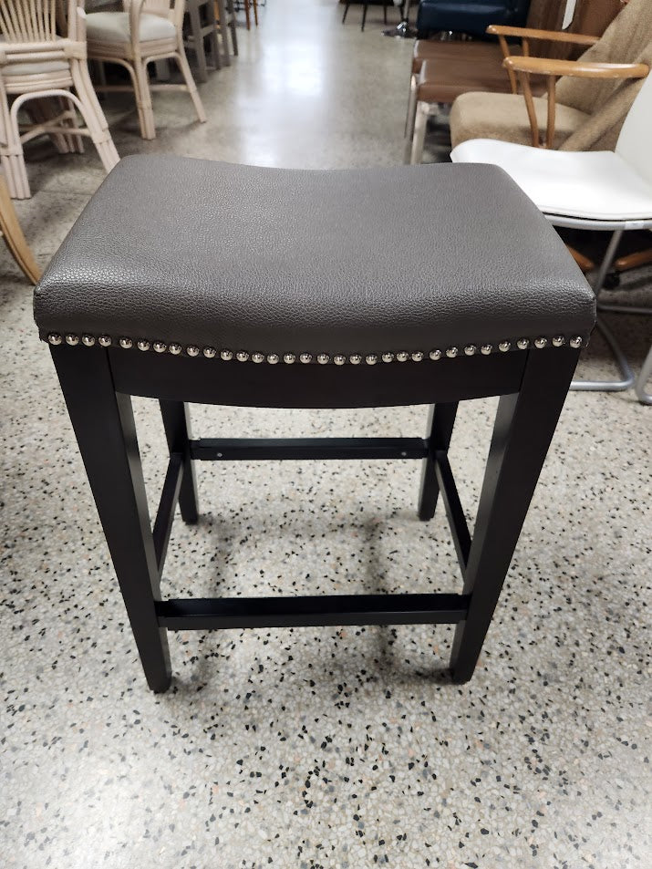 Grey Faux Leather Stools