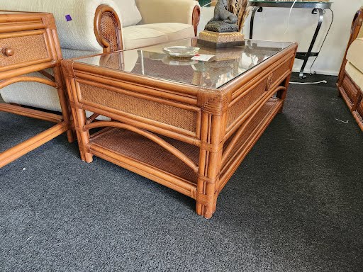 3 Pc Set- Bamboo Coffee Table w. 2 End Tables