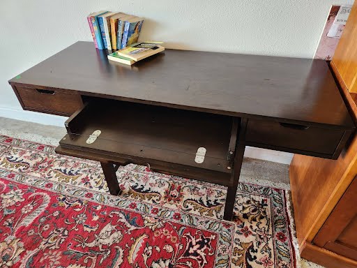 Three Drawer Dark Wood Desk