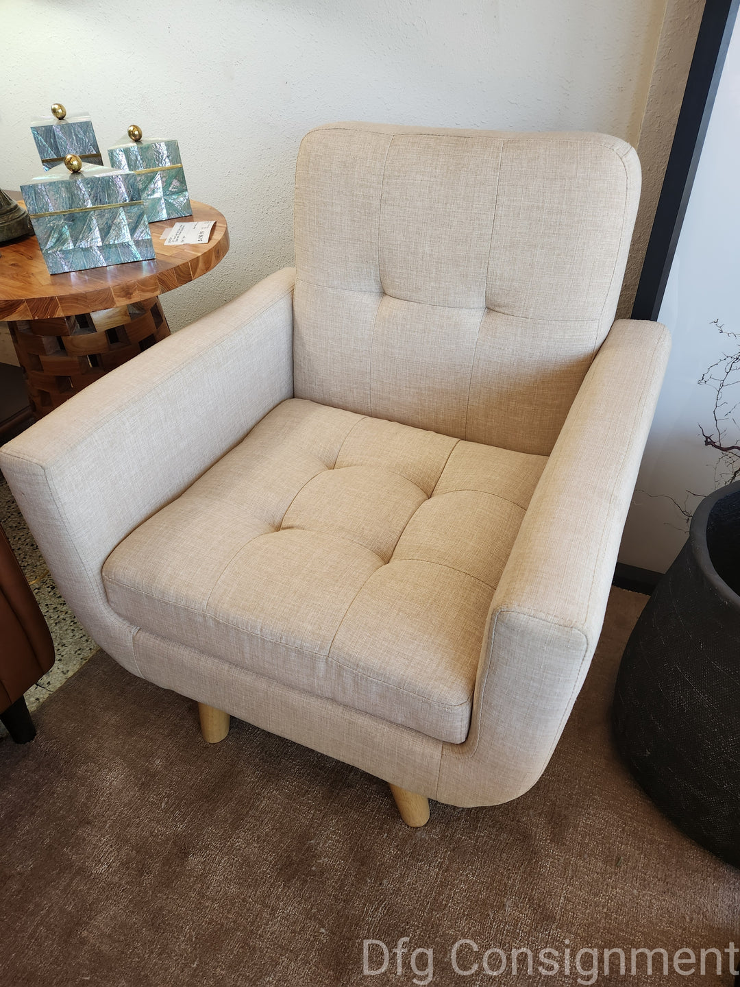 Beige Tufted Accent Chair