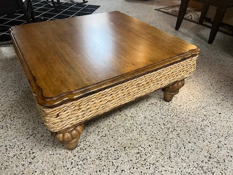 Coffee Table Wicker Trim 38x38"