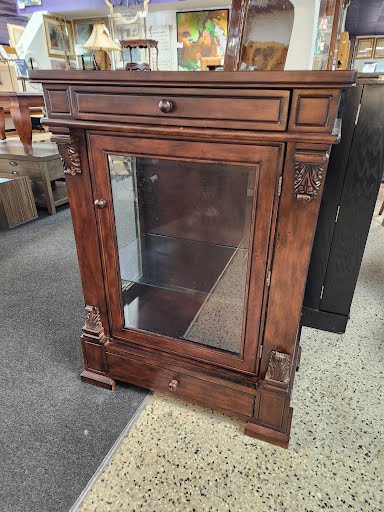 Dark Wood Glass Display Cabinet