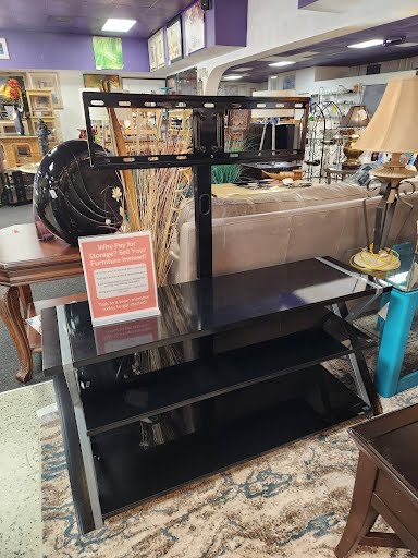 Console Table Black Glass w.TV Mount