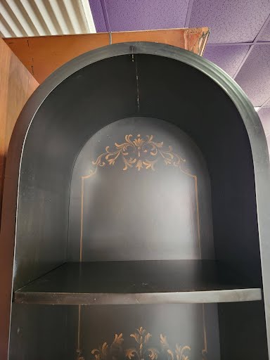 74H" Round Top Bookcase - Black Wash