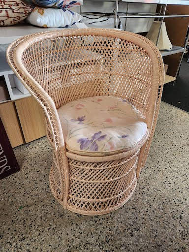 Light Pink Wicker Barrel Chair